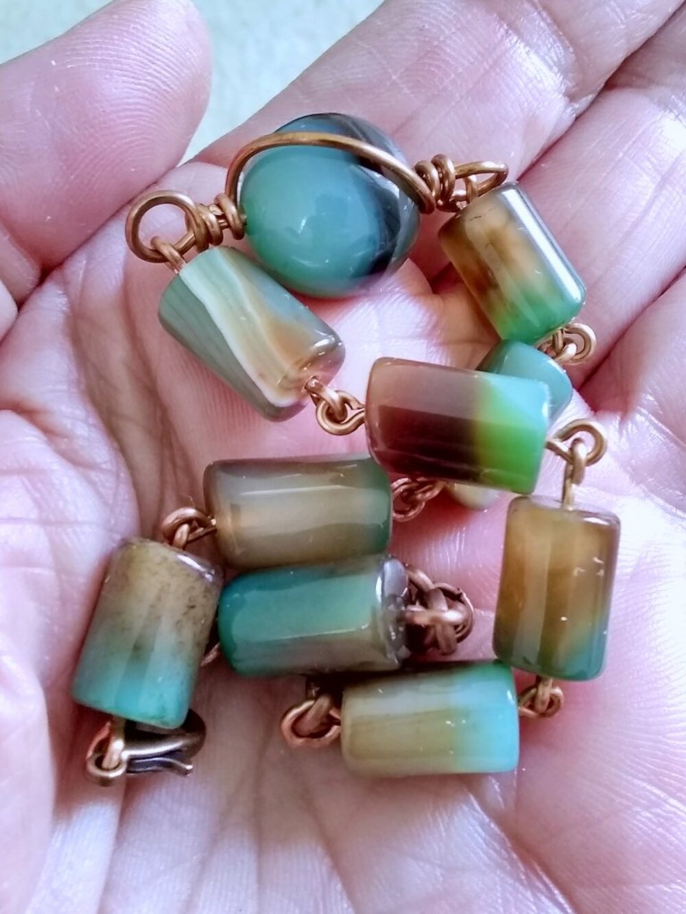 Fall Hued Agates! Unique Handmade Bracelet. Chunky yet Feminine. ForestCore